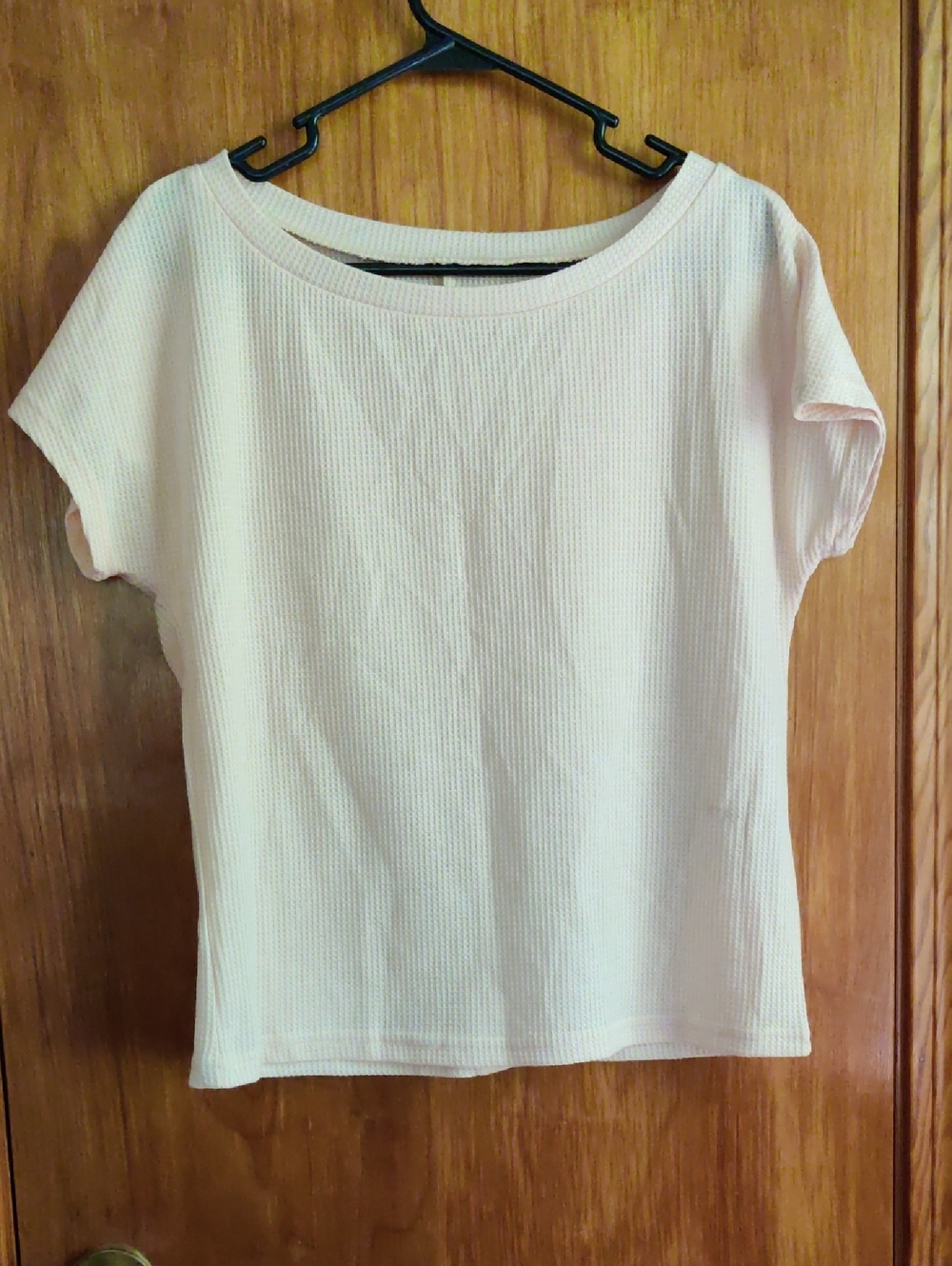 SHEIN Short Sleeve Waffle Knit Top - Cream